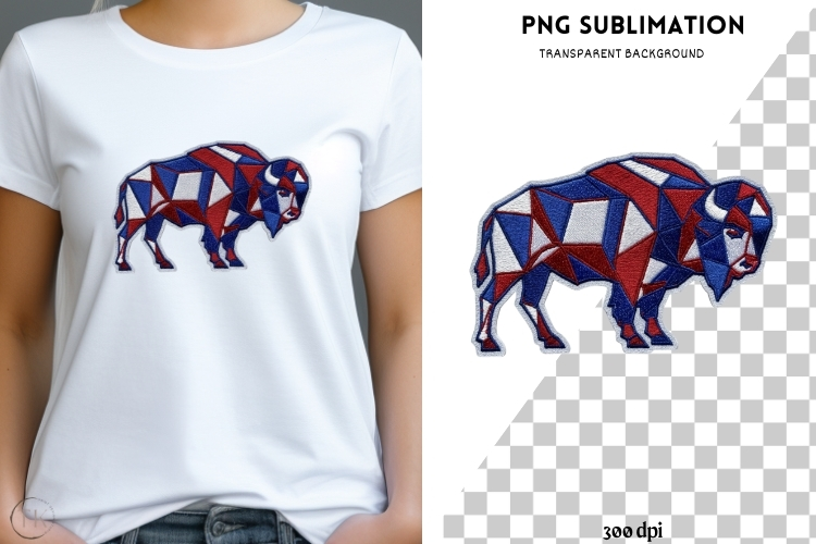 Geometric Buffalo PNG | Patriotic Bison Design