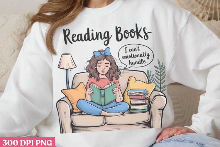 Reading books PNG, Funny Retro Girl sublimation PN