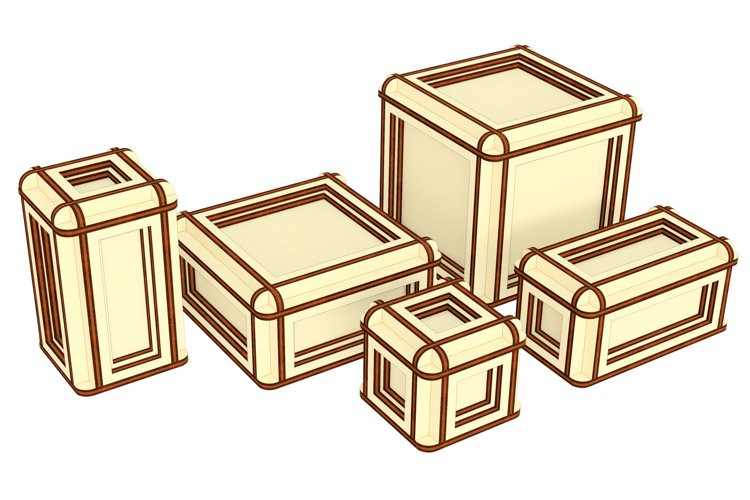 Gift box set laser cut files, Layered box SVG DXF files