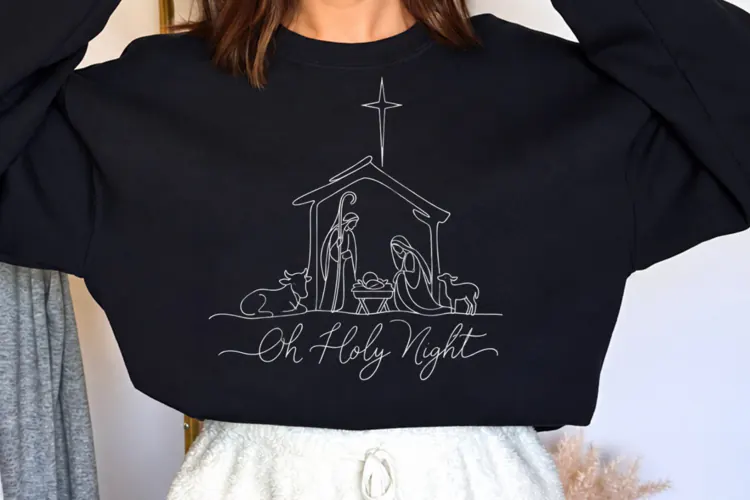 Oh Holy Night Nativity Christmas PNG, Christian Nativity Sce