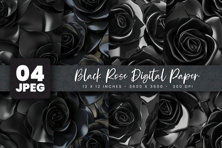 Black Rose Digital Paper example image 1