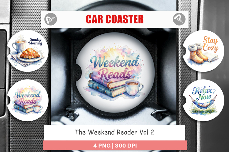 Weekend Reader Quotes Car Coaster