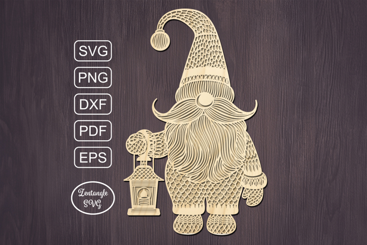 Gnome lasercut svg, Christmas laser cut ornament or keychain