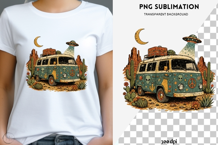 Roswell road trip png design for T-shirts