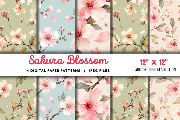 Sakura Blossom Digital Paper JPG