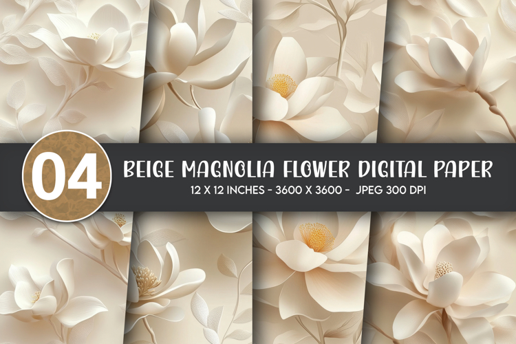 Beige magnolia flower digital paper