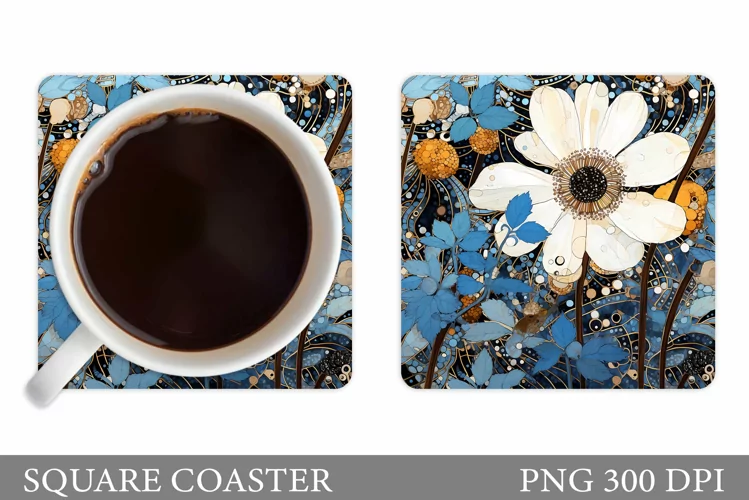 Flowers Coaster Design. Floral Coaster Sublimation