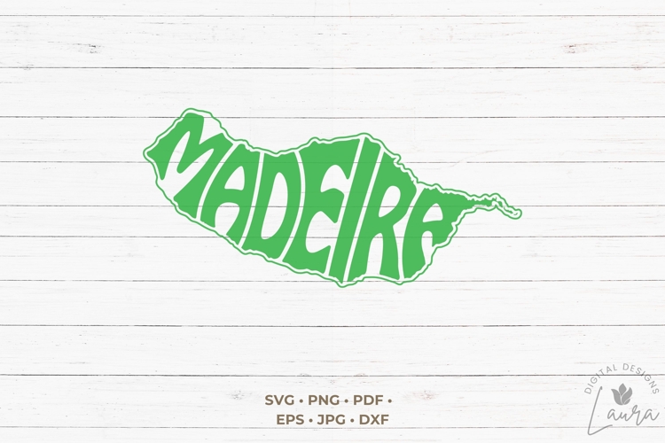 Madeira Typography Word Art in the shape of the Island