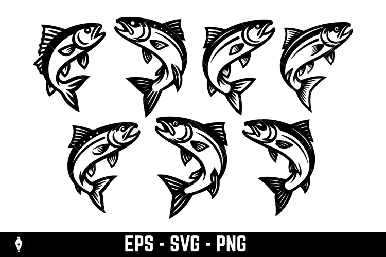 Illustration of a salmon isolated on white background.