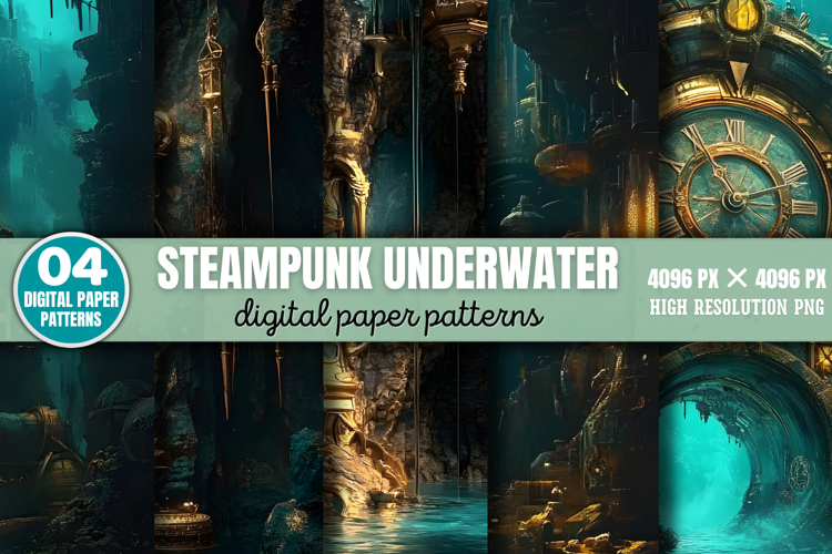 Steampunk Underwater Background Paper JPG