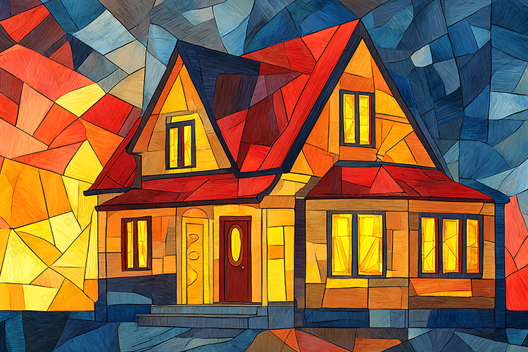 Stained Glass House Home Cozy Cottage Art Background