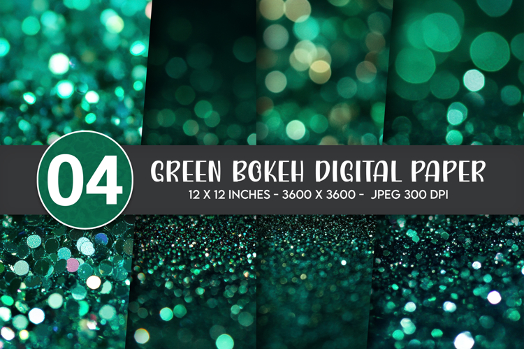 Green Bokeh Digital Paper