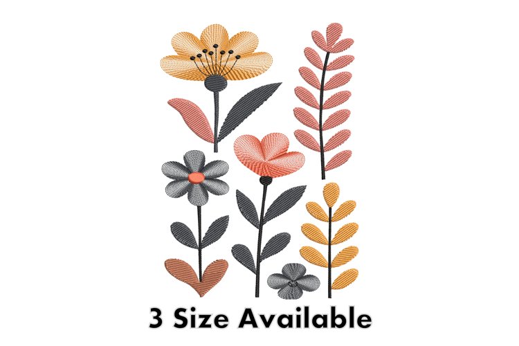 Modern Floral Botanical Embroidery Design