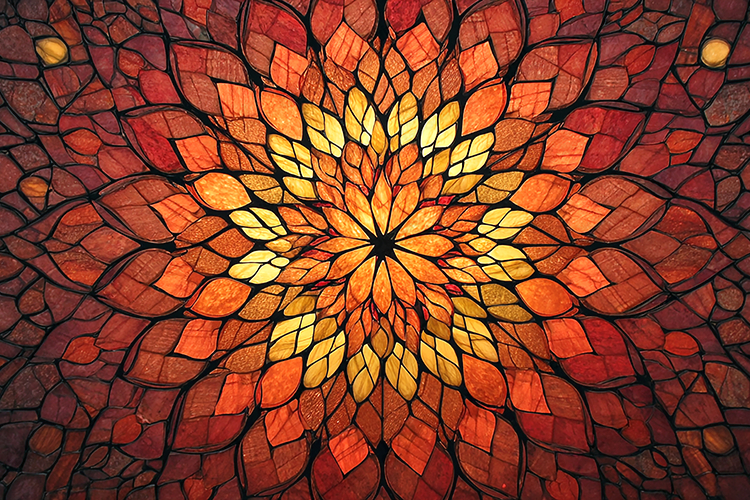 Stained Glass Mandala Autumn Leaves Pattern