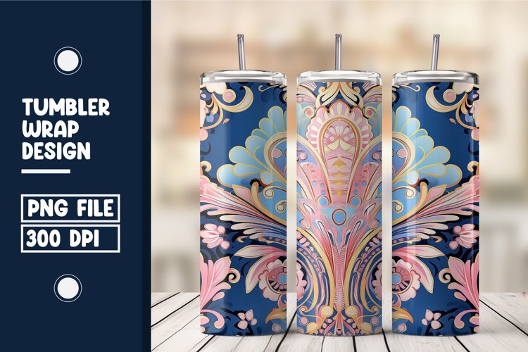 Old Fashioned Flower Tumbler Wrap Design