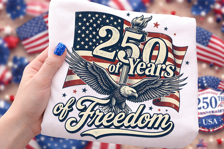 USA Freedom 250th Anniversary Patriotic Eagle T-Shirt Design