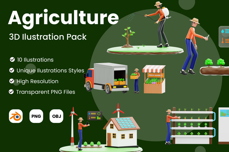 Agriculture 3D Illustration Pack