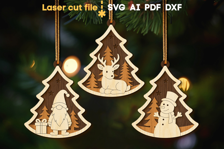 Christmas Tree Toys Bundle SVG laser cut file for Glowforge