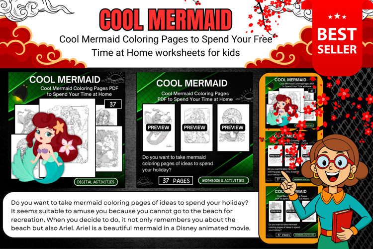 Cool Mermaid Coloring Pages Printable worksheets for kids