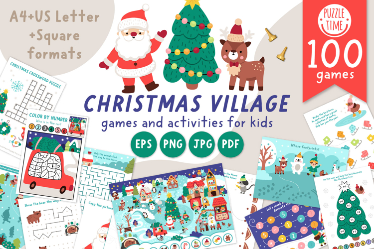 Christmas village games and activities kit for kids