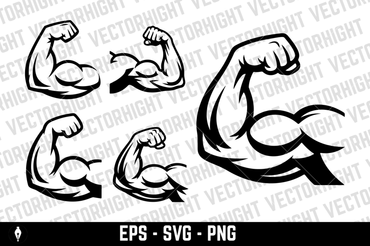 Vector logo of a flexing bicep and clenched fist