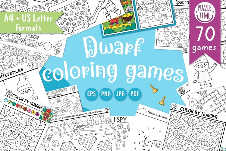 Dwarf coloring games, activities, coloring pages for kids