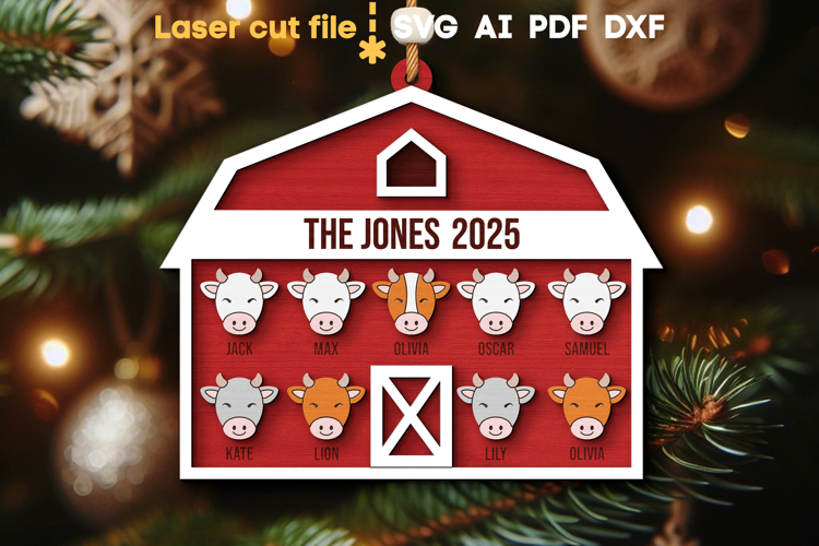 Barn Christmas Tree Toy SVG laser cut files for Glowforge