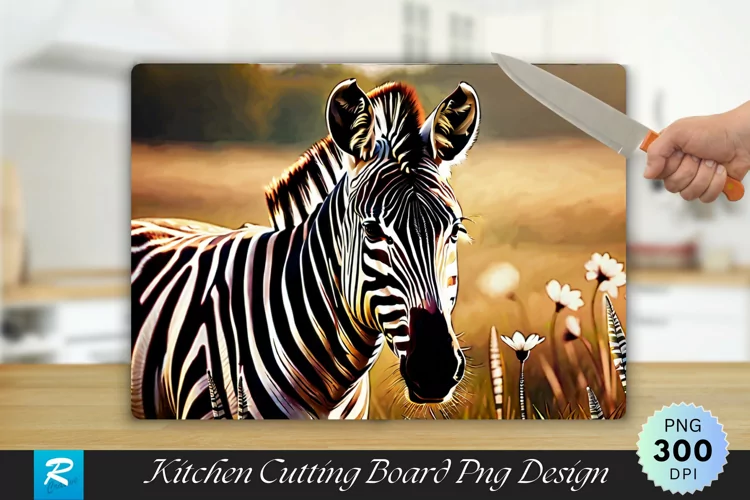 Zebra is Standing in a Field Cutting Board Design