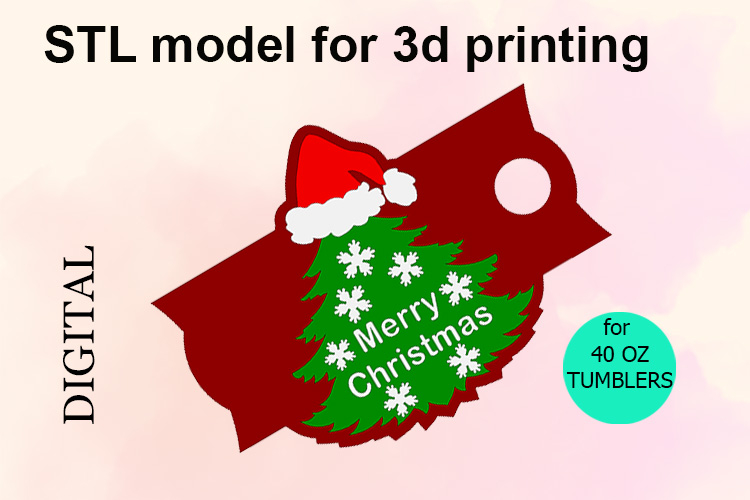 Stl File, Christmas Tree 40 OZ Tumbler, 3D Printinting