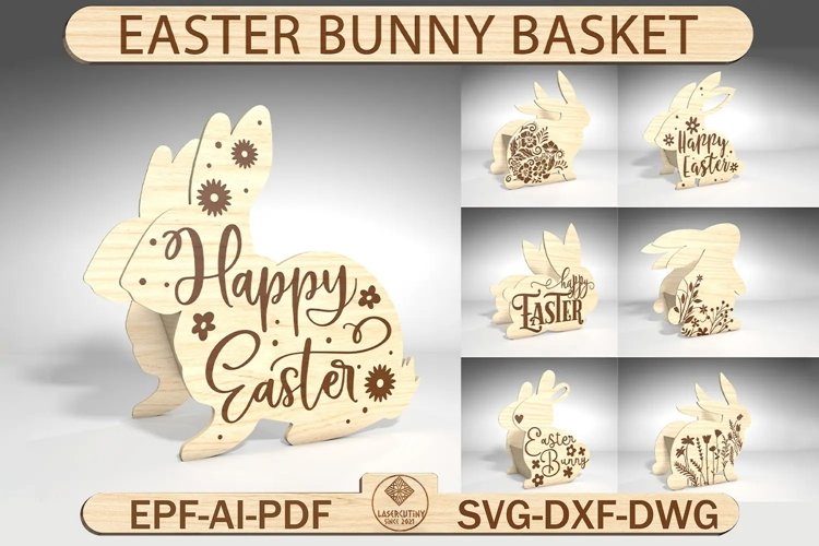 Bundle Easter Bunny Basket Svg,Easter Basket Laser Svg