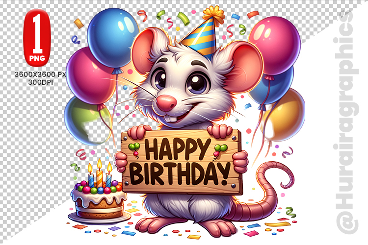 Cute Rat Clipart - PNG File