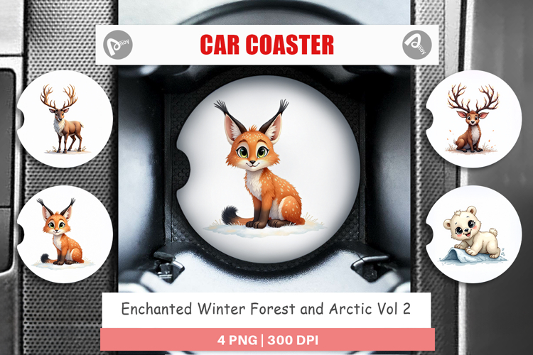 Winter Forest Arctic Friends Car Coaster