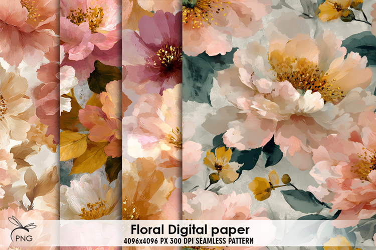 Floral digital paper, seamless pattern
