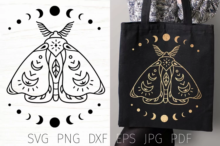 Boho butterfly svg, moth svg, celestial svg cut file mystic.