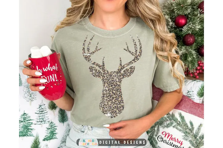 Leopard Reindeer PNG | Preppy Christmas Deer PNG