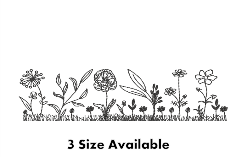 Wild Garden Border Line Art Embroidery Design