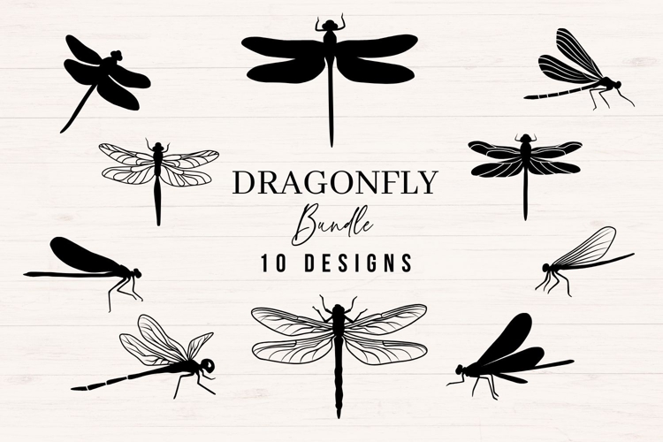 Dragonfly SVG Bundle, PNG DXF Insect Silhouettes