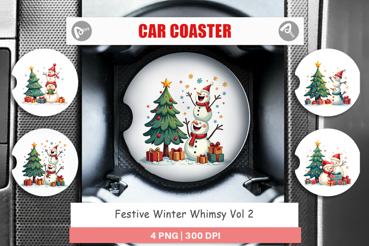 Festive Winter Whimsy Car Coaster