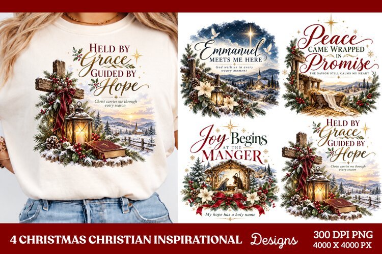 4 Christian Christmas PNG Designs, 4 Christian Inspirational example image 1