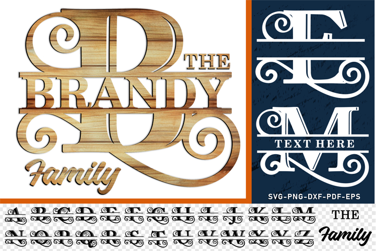 Monogram Flourish Alphabet Split Letters SVG Laser Cut Files