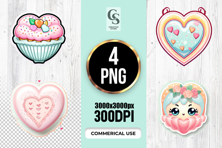 Cute Pastel Heart Illustration Clipart Sublimation PNG