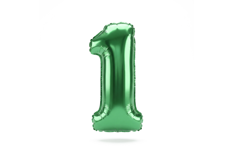 Green Metallic Number 1 Foil Balloon Party Decoration