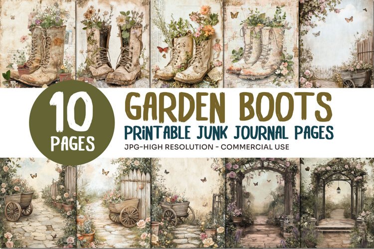 Garden Boots Junk Journal Pages example image 1