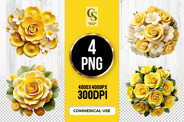 Yellow Floral Bouquet Clipart Sublimation PNG