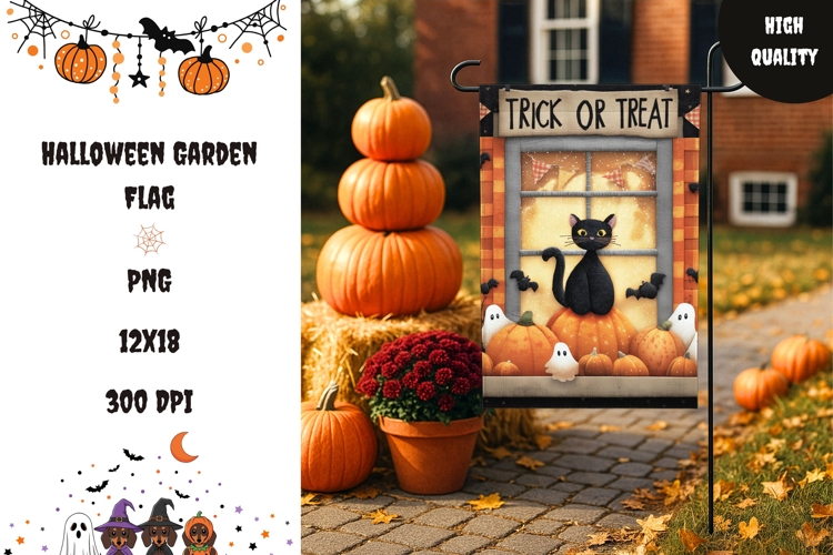 Trick Or Treat Garden Flag, Cartoon Halloween Garden Flag