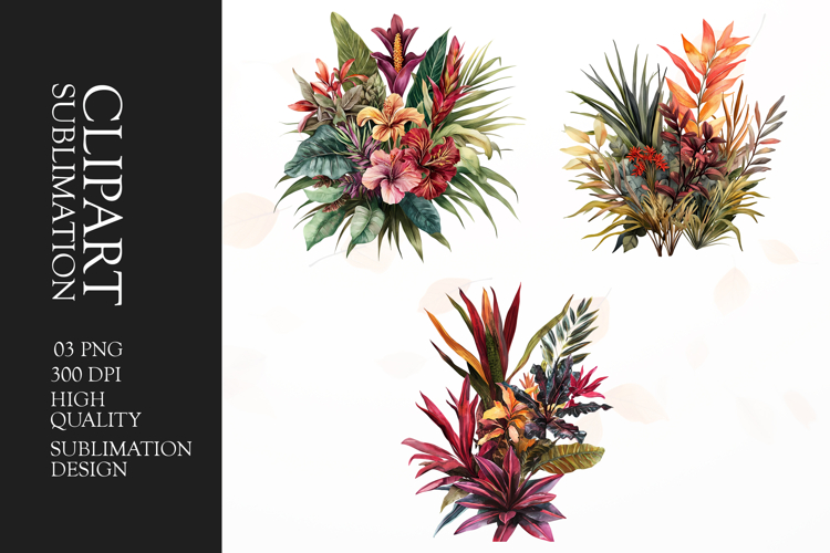 Watercolor botanical clipart sublimation png example image 1