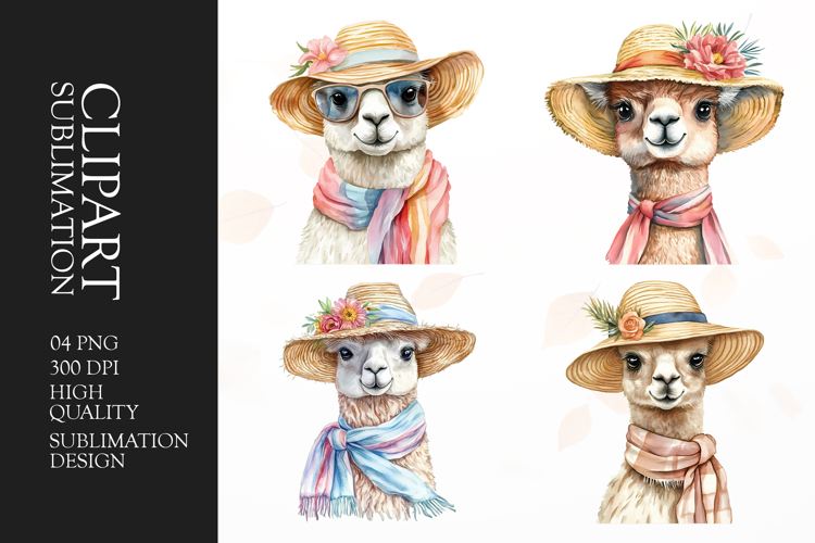 Watercolor liama clipart sublimation png