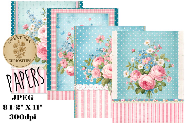 Shabby Chic, Roses, Papers, Junk Journal