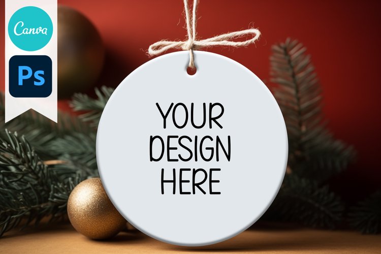 Blank Circle Christmas Ornament Mockup | Sublimation Mockup
