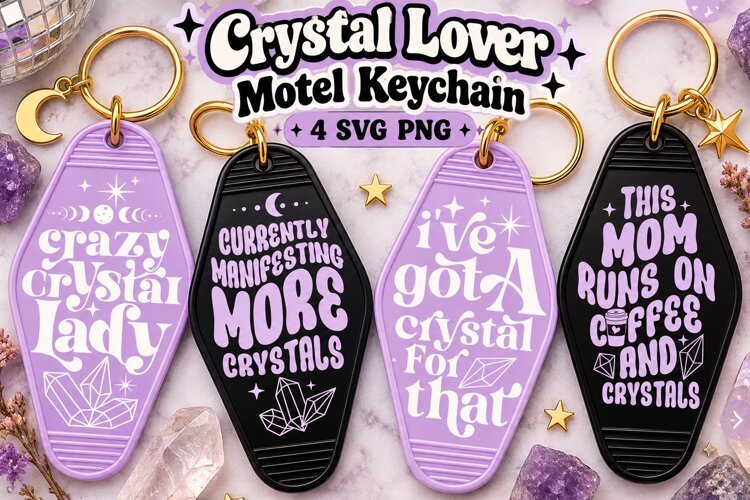 Crystal Lover Motel Keychain SVG PNG, Funny Crystal Sayings example image 1